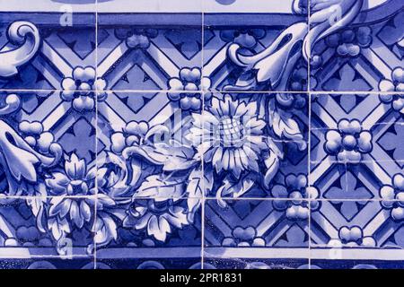 Image de la mosaïque nationale portugais bleu azulejo détail Banque D'Images