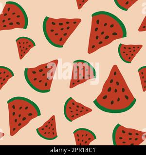 Motif de pastèque sans couture, style coolé Illustration de Vecteur