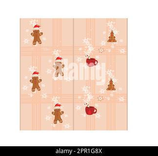 Ensemble de Noël sans coutures avec biscuits au pain d'épice Illustration de Vecteur