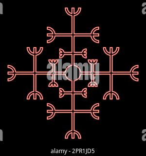 Barre néon de l'awe aegishjalmur ou egishjalmur galdrastav rouge couleur vecteur illustration image style plat Illustration de Vecteur