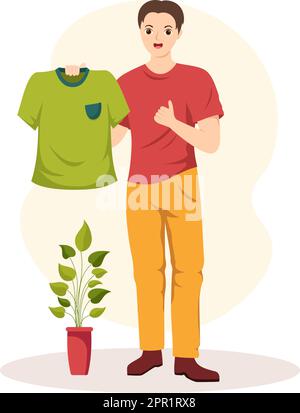 T shirt magasin pour l'achat de nouveaux produits vêtements ou d'un ensemble avec différentes couleurs et modèle en dessin à la main dessin à la main dessin à la main Illustration Illustration de Vecteur