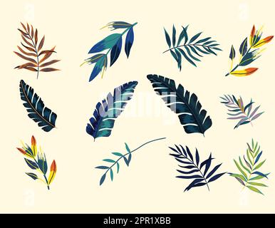 feuilles tropicales dessinées à la main Illustration de Vecteur