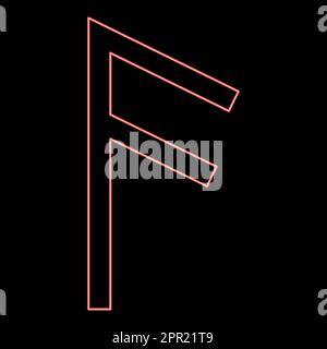 Néon ancuz rune ASiR frêne bouche rouge couleur vecteur illustration image style plat Illustration de Vecteur