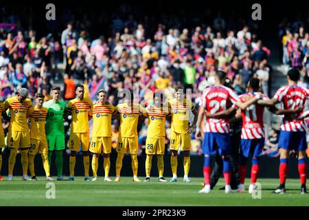 Barcelone, Espagne. Crédit : D. 23rd avril 2023. Groupe d'équipes de Barcelone (Barcelone) football/Soccer : match espagnol 'la Liga Santander' entre le FC Barcelone 1-0 Atletico de Madrid au camp Spotify Nou à Barcelone, Espagne. Credit: D .Nakashima/AFLO/Alamy Live News Banque D'Images