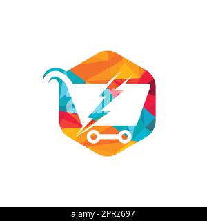 Logo vectoriel Fast Shopping. Panier avec icône de logo flash. Illustration de Vecteur