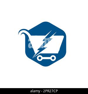 Logo vectoriel Fast Shopping. Panier avec icône de logo flash. Illustration de Vecteur