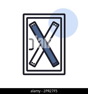 Monté sur la porte, en installant des planches sur la porte Illustration de Vecteur