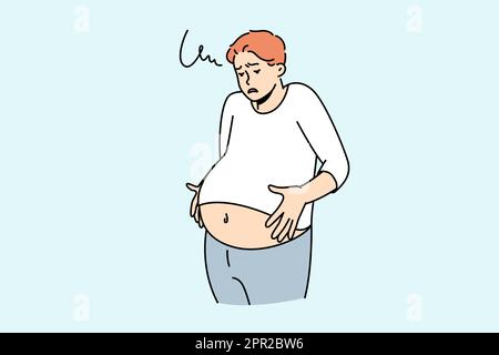 L'homme malsain souffre d'indigestion Illustration de Vecteur