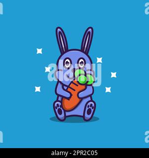 illustration vectorielle d'un joli lapin comme des carottes Illustration de Vecteur