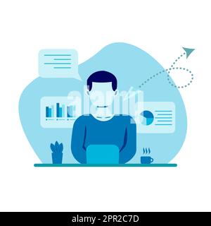 homme travaillant sur un ordinateur Illustration de Vecteur