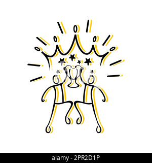 Figurine stickman et logo Crown Illustration de Vecteur