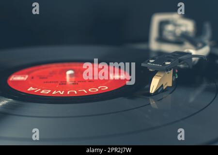 La platine Techniques SL-1200 a été introduite en 1972 et est encore fabriquée. Le SL-1200MK2, lancé en 1979, est illustré. Banque D'Images