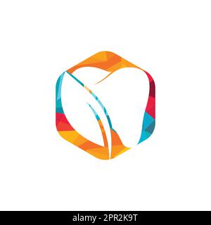 Modèle de logo nature Dental. Logo de l'icône en forme de dent et de feuille. Illustration de Vecteur