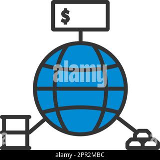 Icône de concept Oil, Dollar and Gold with Planet Illustration de Vecteur