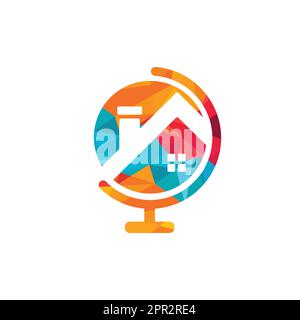 Modèle de conception de logo global Home Vector. Concept de design du logo vectoriel de la maison du monde. Illustration de Vecteur