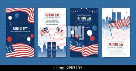 Patriot Day USA Celebration social Media Stories Template dessin main dessin dessin dessin dessin dessin dessin dessin dessin dessin dessin dessin animé dessin animé à plat Illustration Illustration de Vecteur