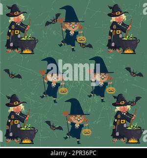 Motif sorcière d'Halloween sans coutures Illustration de Vecteur