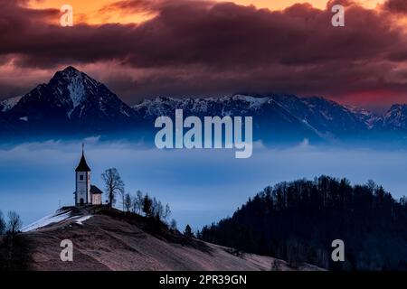 L'église de St. Primus et Felicianus au lever du soleil Banque D'Images