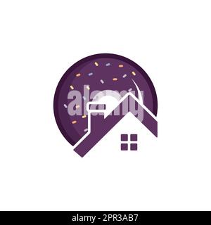 Logo Home Donut Vector. Design du logo de la boulangerie. Illustration de Vecteur
