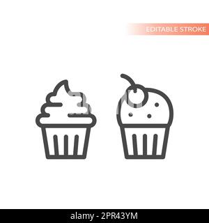 Icône de vecteur de la ligne Cupcake Illustration de Vecteur