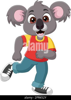 Dessin animé drôle koala dans les vêtements posant Illustration de Vecteur