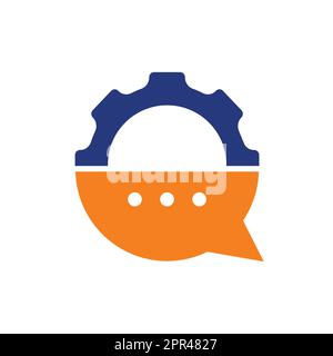 Modèle de conception de logo Gear chat Vector. Logo Gear Bubble chat Vector. Illustration de Vecteur