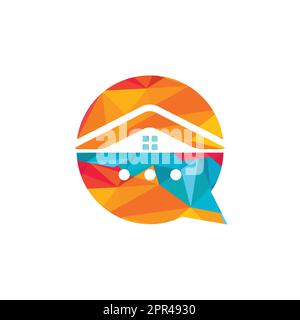 Design du logo chat home Vector. Concept de conception de logo vectoriel de maison de chat en ligne. Illustration de Vecteur