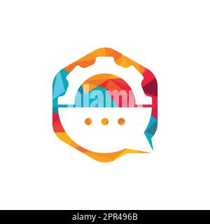 Modèle de conception de logo Gear chat Vector. Logo Gear Bubble chat Vector. Illustration de Vecteur