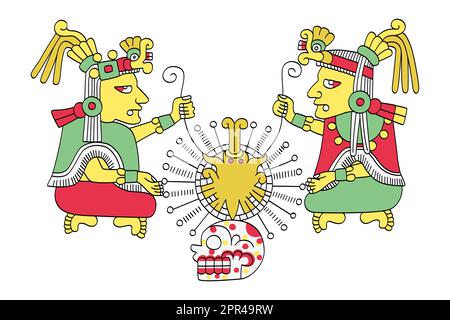 Ometeotl, Aztec Dual Dieux, Ometecuhtli et Omecihuatl Illustration de Vecteur