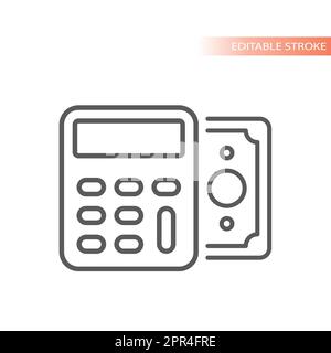 Icône de calcul et de vecteur de ligne de facturation en dollars Illustration de Vecteur