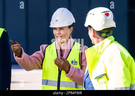 La princesse Victoria de la Couronne suédoise à l'inauguration du port de Norvik à Nynäshamn, Suède, 26 avril 2023. Photo: Claudio Bresciani / TT / Code 10090 Banque D'Images