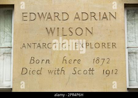 Maison natale du docteur / Dr Edward Adrian Wilson qui a péri avec le capitaine Scott lors de l'expédition Terra Nova au pôle Sud. 91 Montpellier Terrace, Cheltenham. ROYAUME-UNI. (134). Banque D'Images