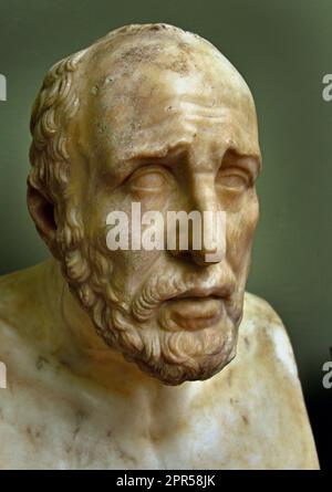 Portrait d'un homme sur une herme (connu sous le nom d'Aratus) 1e -2e siècle AD Uffizi Florence Italie Italian Galleria degli Uffizi, 1581, fondateur : Francesco I de' Medici, Grand-Duc de Toscane, Florence, Italie, Italie, Banque D'Images