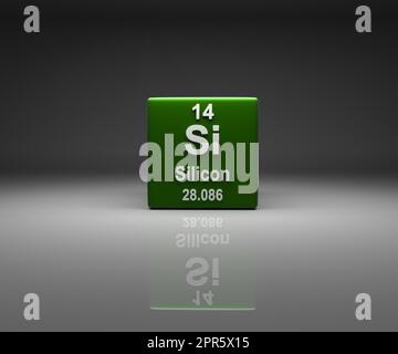Cube avec table périodique numéro de silicium 14 Banque D'Images