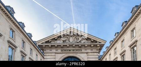 PARIS, FRANCE, JANVIER - 2020 - vue extérieure du Collège de paris, Université de la sorbonne, paris, france Banque D'Images