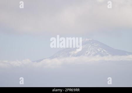 Mont Teide entouré de nuages. Banque D'Images