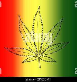 Feuille de cannabis vecteur sur drapeau rastafari arrière-plan. Vector illustration. Banque D'Images