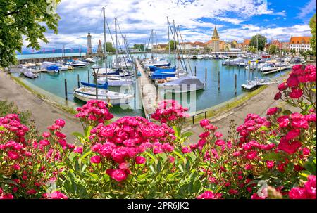 Ville de Lindau sur le lac de Bodensee vue panoramique Banque D'Images