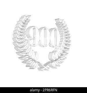 Numéro 900 avec couronne de Laurier ou couronne d'honneur comme 3D-illustration, 3D-rendu Banque D'Images