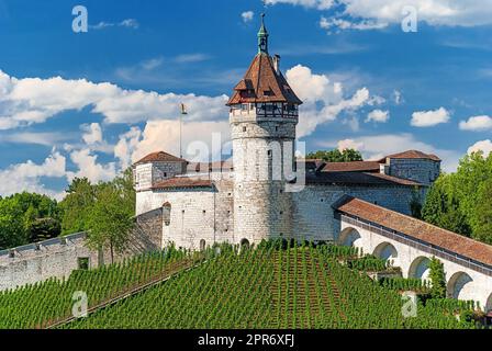 La fortification circulaire médiévale de Munot dans le centre de Schaffhausen sur le Haut Rhin en Suisse Banque D'Images