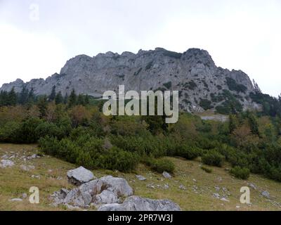 Montagne Ruchenköpfe au lac de Soinsee, Mangfall, Bavière, Allemagne Banque D'Images