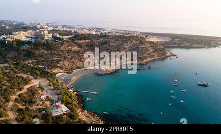 Plage aérienne de Konnos, Protaras, Chypre Banque D'Images