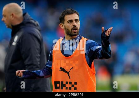 Manchester, Royaume-Uni. 26th avril 2023. Bernardo Silva de Manchester City gestes pendant l'échauffement avant le match de la Premier League au Etihad Stadium, Manchester. Crédit photo à lire: Andrew Yates/Sportimage crédit: Sportimage Ltd/Alay Live News Banque D'Images