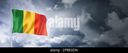 Drapeau du Mali sur un ciel nuageux Banque D'Images