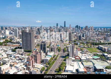 Vue aérienne de la ville de Kaohsiung, Taïwan. Banque D'Images