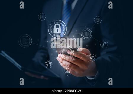 Gestion de la sécurité numérique, Internet des objets. big data et entreprise Banque D'Images