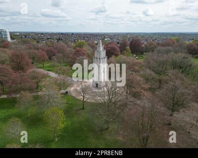 Jardin rond dans un parc vue aérienne Banque D'Images