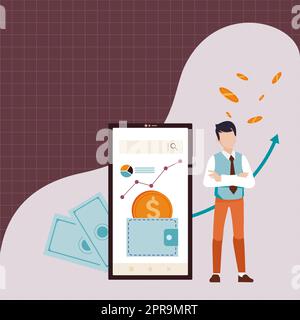 Message important présenté sur le tableau de présentation avec des tableaux et des flèches. Informations de base écrites dans le cadre avec graphiques. Annonce critique affichée. Illustration de Vecteur