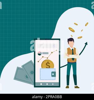 Message important présenté sur le tableau de présentation avec des tableaux et des flèches. Informations de base écrites dans le cadre avec graphiques. Annonce critique affichée. Illustration de Vecteur