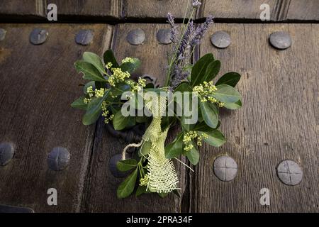 Bouquet de GUI sur une porte Banque D'Images